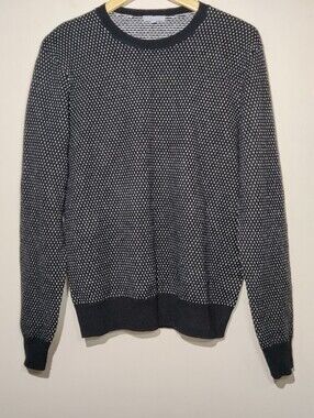 Kier + J Womens Wool Cashmere Crewneck Pullover Sweater Medium Black White Knit